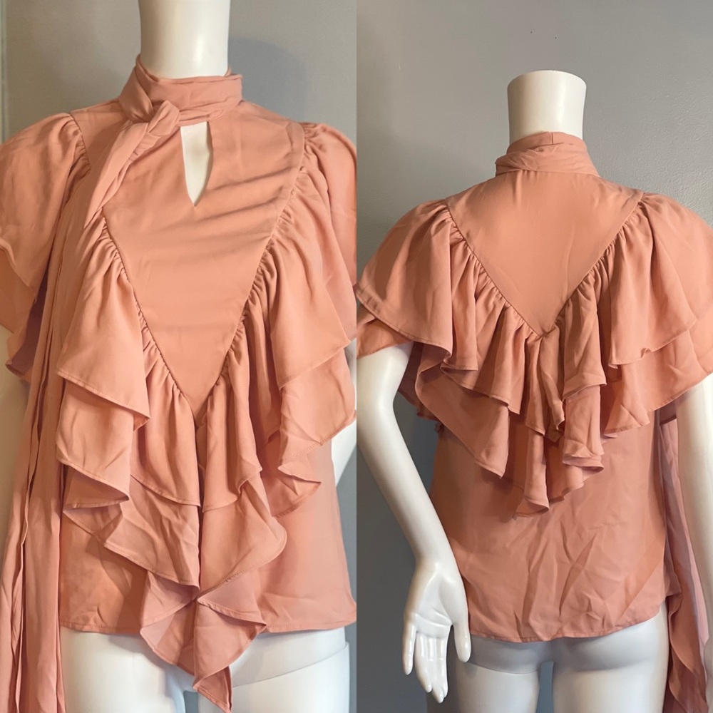 Ruffle Tie Front Blouse Size S